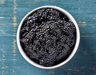 Image showing Bowl of black caviar