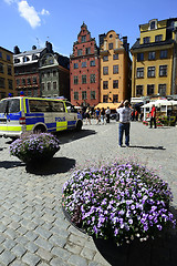 Image showing STOCKHOLM, SWEDEN  – JUNE 15, 2017: police car in the center o