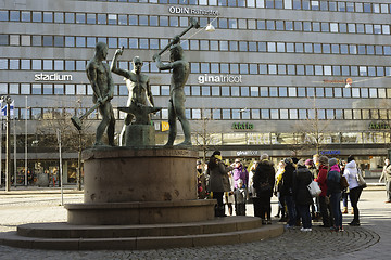 Image showing HELSINKI, FINLAND – MARCH 19, 2016: The Three Smiths Statue is