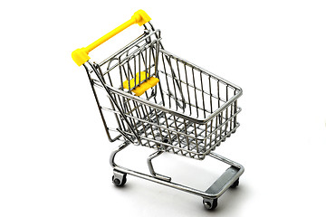 Image showing empty shopping trolley on a white