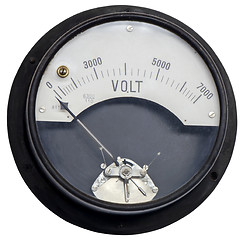 Image showing Old vintage ancient voltmeter isolated on white background