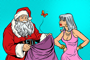 Image showing Santa Claus without gifts and angry woman