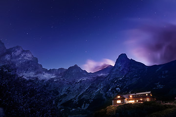 Image showing Night view on Tatra Mountains from Zelene pleso lake valley, Slovakia, Europe