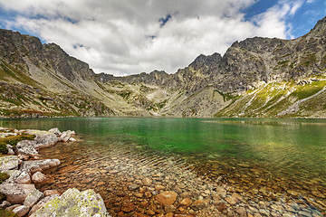 Image showing Photo of Velke Hincovo Pleso lake valley in Tatra Mountains, Slovakia, Europe