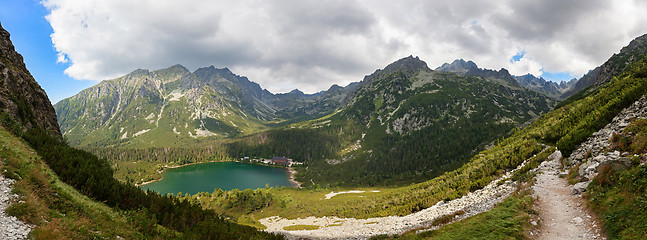 Image showing Panorama of Popradske pleso lake valley in High Tatra Mountains, Slovakia, Europe