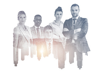 Image showing Double exposure of young ambitious business group