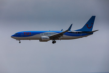 Image showing ARECIFE, SPAIN - APRIL, 16 2017: Boeing 737-800 of TUI with the 