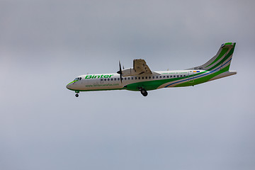 Image showing ARECIFE, SPAIN - APRIL, 16 2017: ATR 72 of Binter with the regis