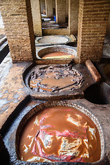 Image showing Old tannery in Fez, Morocco
