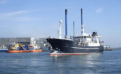 Image showing Fishingboat in harbour