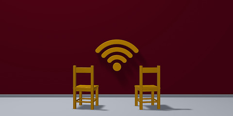 Image showing two chairs and wifi symbol - 3d rendering