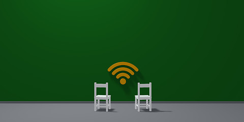 Image showing two chairs and wifi symbol - 3d rendering