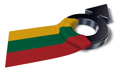 Image showing mars symbol and flag of lithuania - 3d rendering