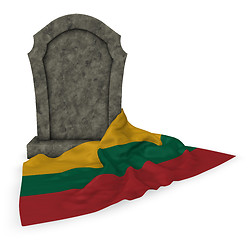 Image showing gravestone and flag of lithuania - 3d rendering