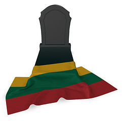 Image showing gravestone and flag of lithuania - 3d rendering