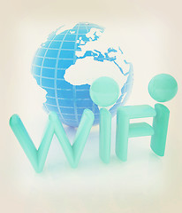 Image showing wifi earth icon. 3d illustration. Vintage style.