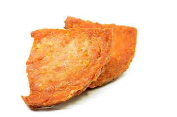 Image showing Pan fried slices of luncheon meat