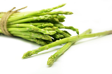 Image showing Bundle of green asparagus shoots