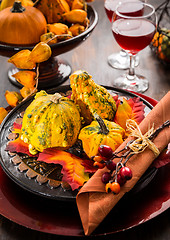 Image showing Autumn and Thanksgiving table setting