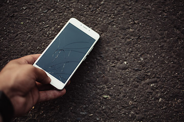 Image showing Smartphone with a broken screen.