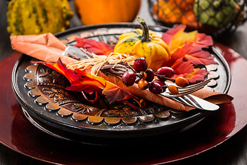 Image showing Autumn and Thanksgiving table setting