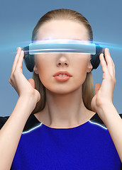 Image showing beautiful woman in virtual reality 3d glasses