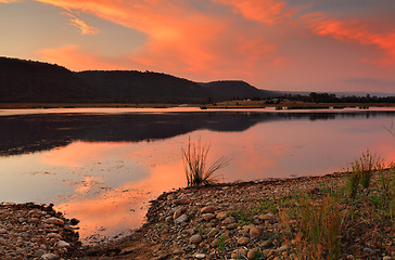 Image showing Sunset over Boorooberongal Lake Penrith