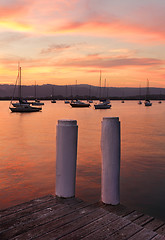 Image showing Boat moorings