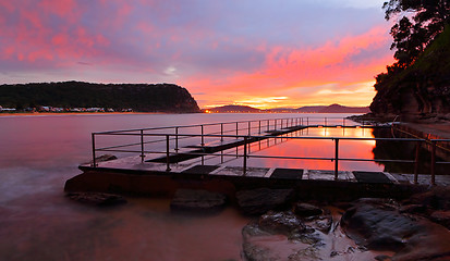 Image showing Pearl Beach Ocean Pool sunrise - Australia