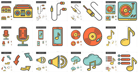 Image showing Music line icon set.