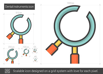 Image showing Dental instruments line icon.