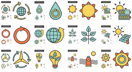 Image showing Ecology line icon set.