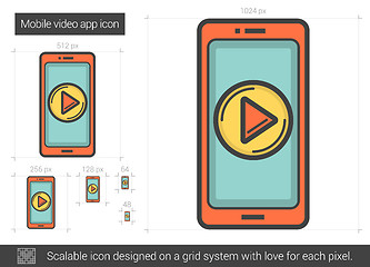 Image showing Mobile video app line icon.