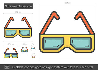 Image showing Three d cinema glasses line icon.