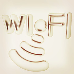 Image showing Metal WiFi symbol. 3d illustration. Vintage style.