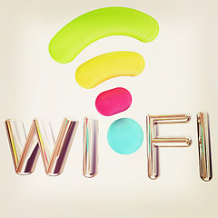 Image showing color wifi icon. 3d illustration. Vintage style.