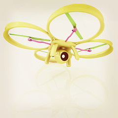 Image showing Drone, quadrocopter, with photo camera. 3d render. Vintage style