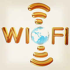 Image showing Gold wifi icon for new year holidays. 3d illustration. Vintage s