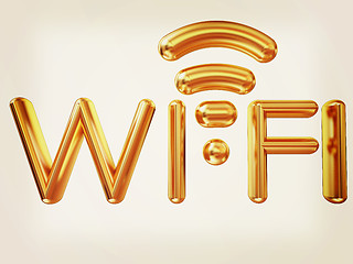 Image showing Gold wifi icon for new year holidays. 3d illustration. Vintage s