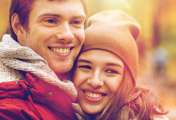 Image showing close up of happy young couple in autumn park