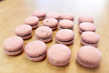 Image showing macarons on table at confectionery or bakery