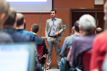 Image showing Speaker Giving a Talk at Business Meeting.