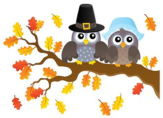 Image showing Thanksgiving owls thematic image 1