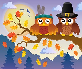 Image showing Thanksgiving owls thematic image 4