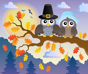 Image showing Thanksgiving owls thematic image 2