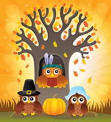 Image showing Thanksgiving owls thematic image 6