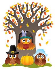 Image showing Thanksgiving owls thematic image 5