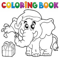 Image showing Coloring book Christmas elephant