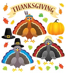 Image showing Thanksgiving turkeys thematic set 1