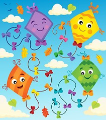 Image showing Happy flying kites thematic image 1